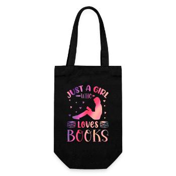Just a girl who loves books - Geschenkbeutel für Flaschen - Schwarz - Vorne