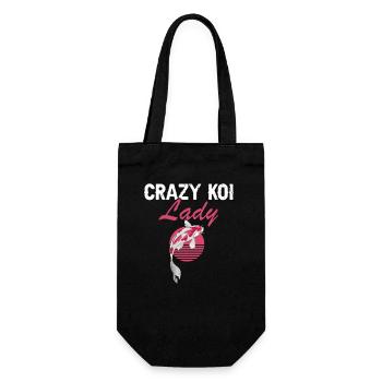Crazy Koi Lady Funny Fish Pond Animal Humor - Gift Bag for Bottles - black - Front