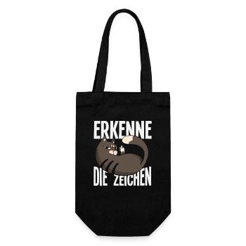Erkenne die Zeichen - Freche Katzen-Message - Geschenkbeutel für Flaschen - Schwarz - Vorne