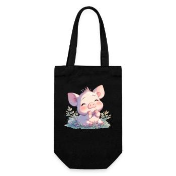 Schweine Schwein - Geschenkbeutel für Flaschen - Schwarz - Vorne