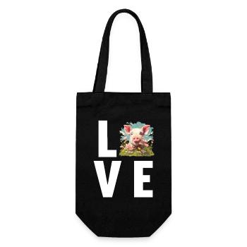 Schweine Schwein - Geschenkbeutel für Flaschen - Schwarz - Vorne