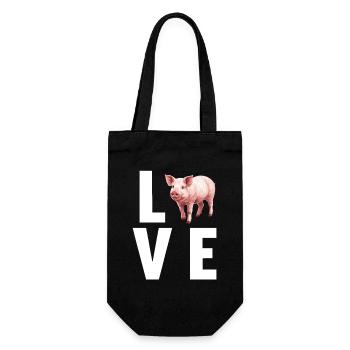 Schweine Schwein - Geschenkbeutel für Flaschen - Schwarz - Vorne