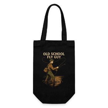 Old School Fly Guy Angeln Retro - Geschenkbeutel für Flaschen - Schwarz - Vorne