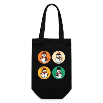 Weihnachtsmann Schneemann Weihnachten - Geschenkbeutel für Flaschen - Schwarz - Vorne