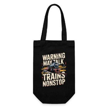 Avertissement : Je pourrais parler des trains sans cesse. - Sac à bouteille - noir - Devant