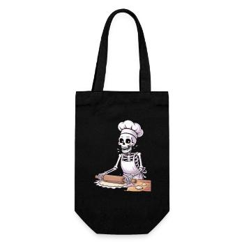 Skelett Bäcker Lustiges Kochmotiv - Geschenkbeutel für Flaschen - Schwarz - Vorne