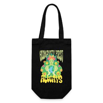 Menschlichkeit Equality Humanity First Always - Geschenkbeutel für Flaschen - Schwarz - Vorne