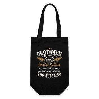 33. Geburtstag Geschenk Oldtimer Dezember 1992 - Geschenkbeutel für Flaschen - Schwarz - Vorne