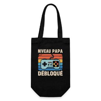 Dad Level Unlocked – Gamer Dad-to-be Gift - Gift Bag for Bottles - black - Front