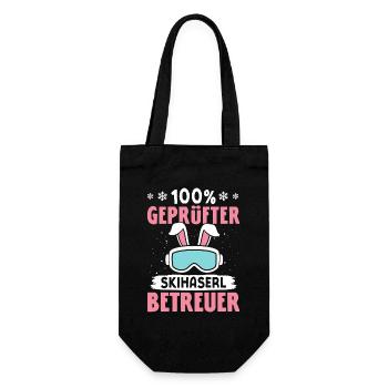 Skilehrer 100 % GEPRÜFTER SKIHASERL BETREUER - Geschenkbeutel für Flaschen - Schwarz - Vorne