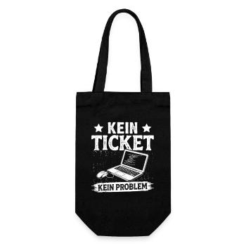 Nerd Computer KEIN TICKET KEIN PROBLEM LUSTIG - Geschenkbeutel für Flaschen - Schwarz - Vorne