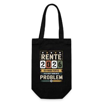 Rente 2026 Ich habe fertig - Geschenkbeutel für Flaschen - Schwarz - Vorne