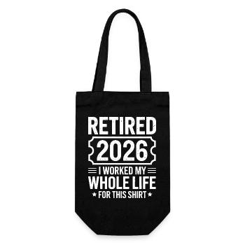 Ruhestand 2026 Shirt Motto - Geschenkbeutel für Flaschen - Schwarz - Vorne