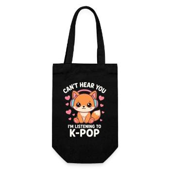 Kawaii Fox Loves K-Pop - Geschenkbeutel für Flaschen - Schwarz - Vorne