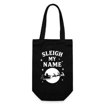 Schlitten Mein Name Weihnachtsmann Weihnachtsspaß - Geschenkbeutel für Flaschen - Schwarz - Vorne
