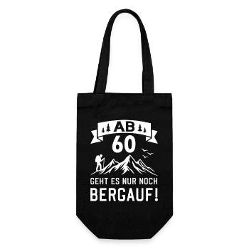 Ab 60 Geht Es Nur noch Bergauf 60 Jahre Geburtstag - Geschenkbeutel für Flaschen - Schwarz - Vorne