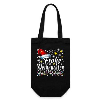 Frohe Weinachten - Geschenkbeutel für Flaschen - Schwarz - Vorne