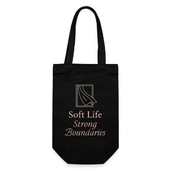 Calm is rebellion. Soft Life Self Care - Gift Bag for Bottles - black - Front