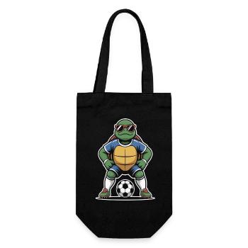 Schildkröte im Fußballoutfit - Geschenkbeutel für Flaschen - Schwarz - Vorne