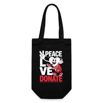 Peace Love Donate Blutspender Blutspende - Geschenkbeutel für Flaschen - Schwarz - Vorne