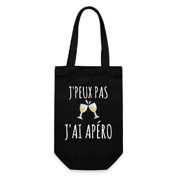 Ich kann nicht, ich habe Aperitif, Humor, Aperitif, ich kann nicht. - Geschenkbeutel für Flaschen - Schwarz - Vorne