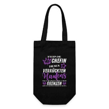 Chefin Chaos Crew – Frauenpower Sprüche - Geschenkbeutel für Flaschen - Schwarz - Vorne