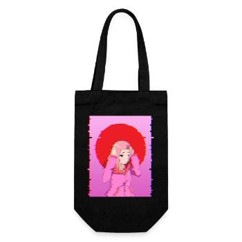 Glitch Aesthetic Anime Girl Digital Art Design - Gift Bag for Bottles - black - Front