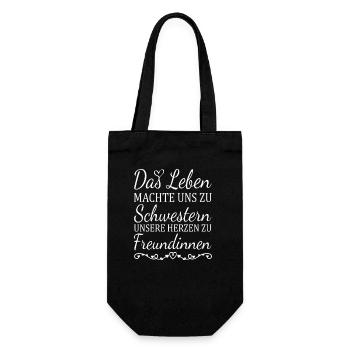 Das Leben machte uns zu Schwestern Schwester - Geschenkbeutel für Flaschen - Schwarz - Vorne