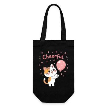 Fröhliches pinkes Ballonkätzchen - Geschenkbeutel für Flaschen - Schwarz - Vorne