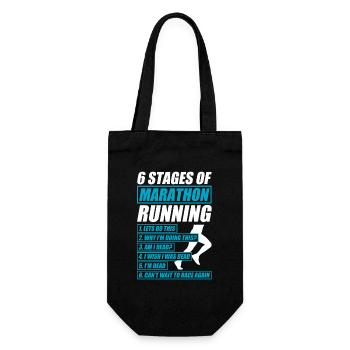 6 Stages of Marathon lustiges Lauf Joggen Läufer - Geschenkbeutel für Flaschen - Schwarz - Vorne