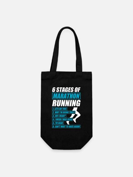 6 Stages of Marathon lustiges Lauf Joggen Läufer - Geschenkbeutel für Flaschen - Schwarz