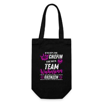 Chefin dieses Team Wahnsinn - Geschenkbeutel für Flaschen - Schwarz - Vorne