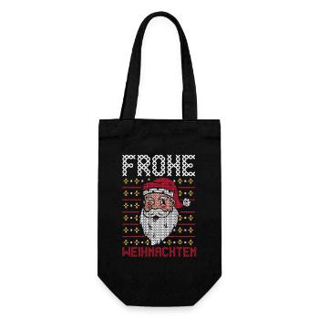 Weihnachtsmann Frohe Weihnachten - Geschenkbeutel für Flaschen - Schwarz - Vorne