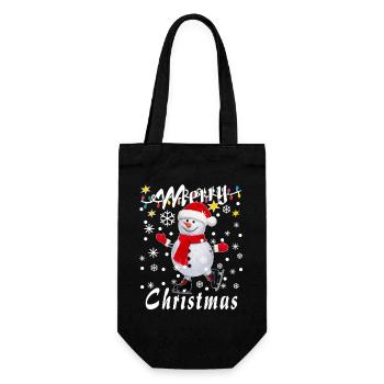 SNOWMAN Merry Christmas - Geschenkbeutel für Flaschen - Schwarz - Vorne