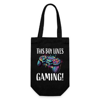 This Boy Loves Gaming Controller - Gift Bag for Bottles - black - Front