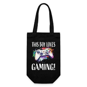 This Boy Loves Gaming - Geschenkbeutel für Flaschen - Schwarz - Vorne