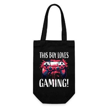 This Boy Loves Gaming Controller Art - Gift Bag for Bottles - black - Front