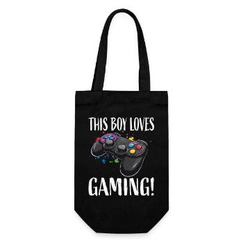 Boy Loves Gaming Controller - Gift Bag for Bottles - black - Front
