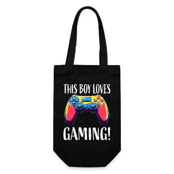Boy Loves Gaming Controller - Gift Bag for Bottles - black - Front