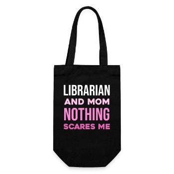Bibliothekarin Mutter: Nichts schockt mich - Geschenkbeutel für Flaschen - Schwarz - Vorne