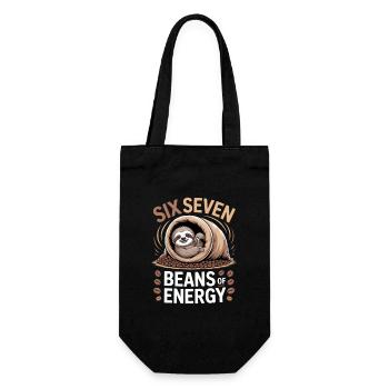 Sechs Sieben Bohnen Energie - Geschenkbeutel für Flaschen - Schwarz - Vorne
