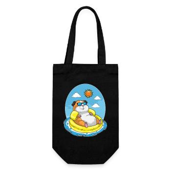 Hamster Swimming Swimming Ring Summer - Gift Bag for Bottles - black - Front