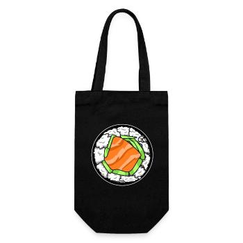 Japanese Salmon Sushi Roll Food Lover Illustration - Gift Bag for Bottles - black - Front