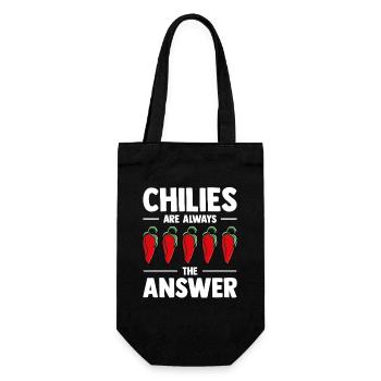 Lustiger Chili Pflanzen Anbauer Chilies The Answer - Geschenkbeutel für Flaschen - Schwarz - Vorne