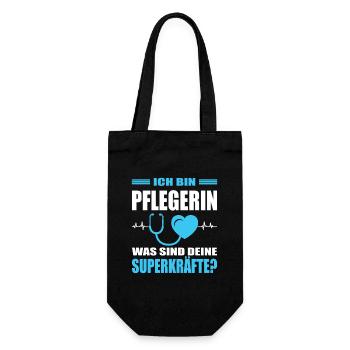 Pflegerin Geschenke Pflege Lustig Krankenpflegerin - Geschenkbeutel für Flaschen - Schwarz - Vorne