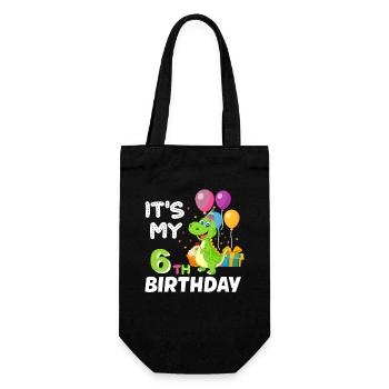 6 Birthday Boy Girl Dinosaur Six Years - Gift Bag for Bottles - black - Front