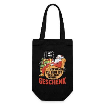Weihnachtsmann Weihnachtszeit Weihnachts - Geschenkbeutel für Flaschen - Schwarz - Vorne