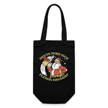 Weihnachtsmann Weihnachtszeit Bier Weihnachts - Geschenkbeutel für Flaschen - Schwarz - Vorne