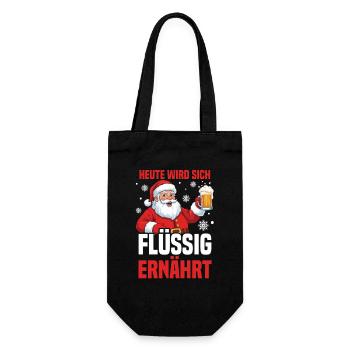 Weihnachtsmann Weihnachtszeit Bier Weihnachts - Geschenkbeutel für Flaschen - Schwarz - Vorne