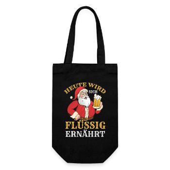 Weihnachtsmann Weihnachtszeit Bier Weihnachts - Geschenkbeutel für Flaschen - Schwarz - Vorne